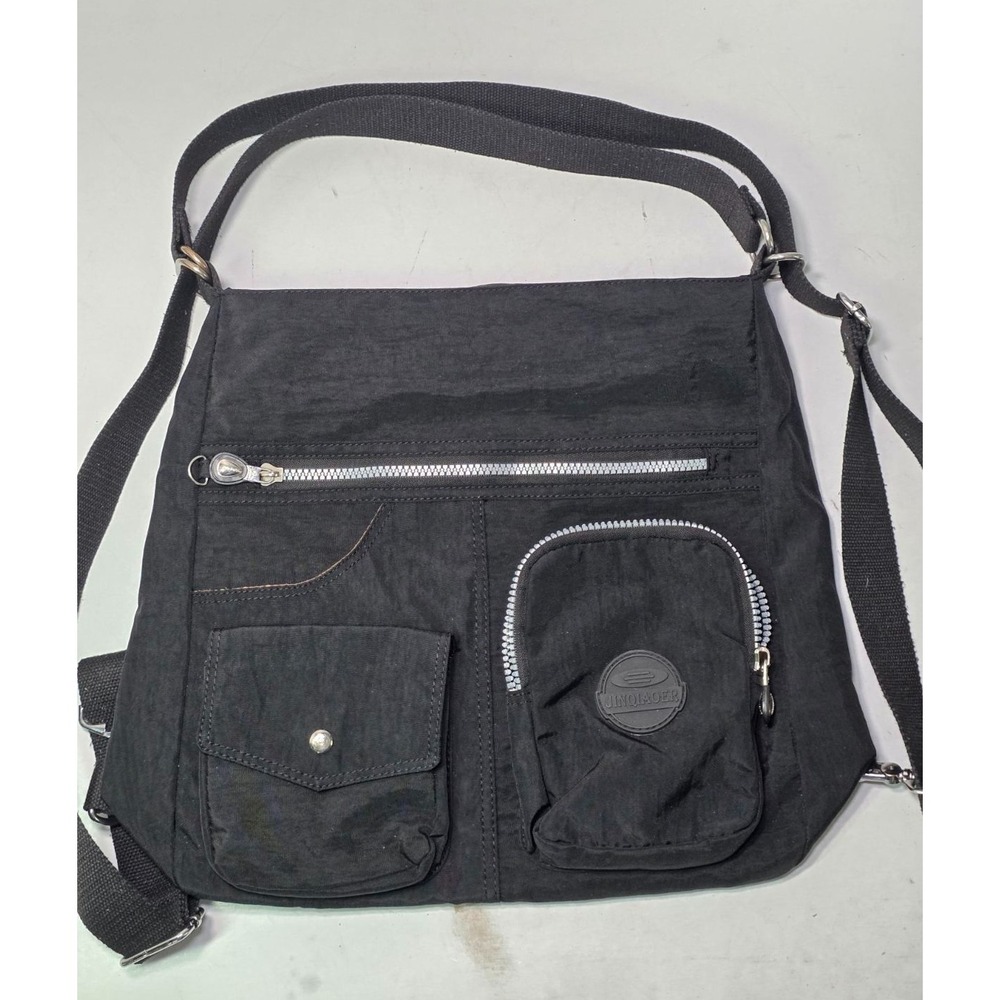 Jinqiaoer Shoulder Bag Backpack Black Multi Pockets Travel Zip Crossbody Bags‎